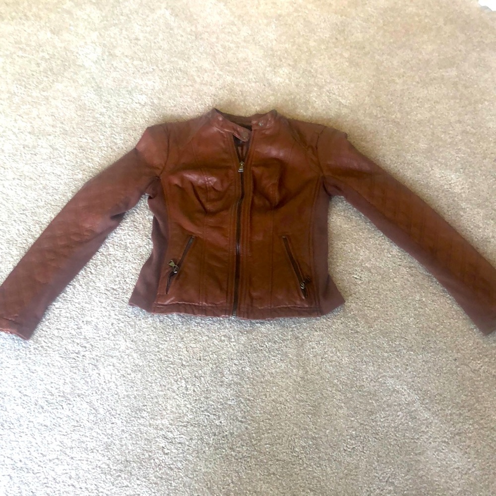 Express cognac colored faux leather jacket. Size xs